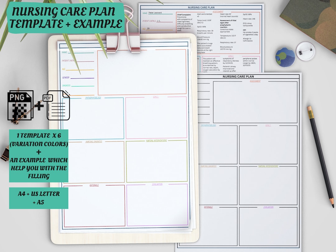 Printable Nursing Care Plan Template &amp; Example | Nursing Care Plan Example | Patient Care Plan ...