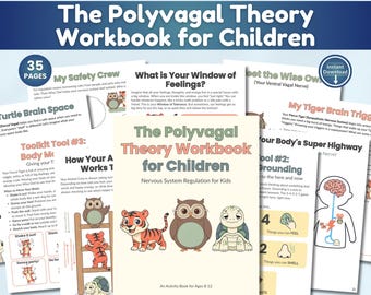 Polyvagal-Theorie Arbeitsblätter für Kinder, Regulation des Nervensystems für Kinder, Emotionale Regulierung, Bewältigungsfähigkeiten-Karten, Fenster der Toleranz