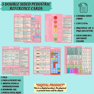 Pädiatrisches Abzeichen-Karten-Bündel | Peds Notfall Krankenschwester Referenzkarten | NRP, Pediatric Vital Signs, PALS, PEWS, Bristol Stool, Impfungen
