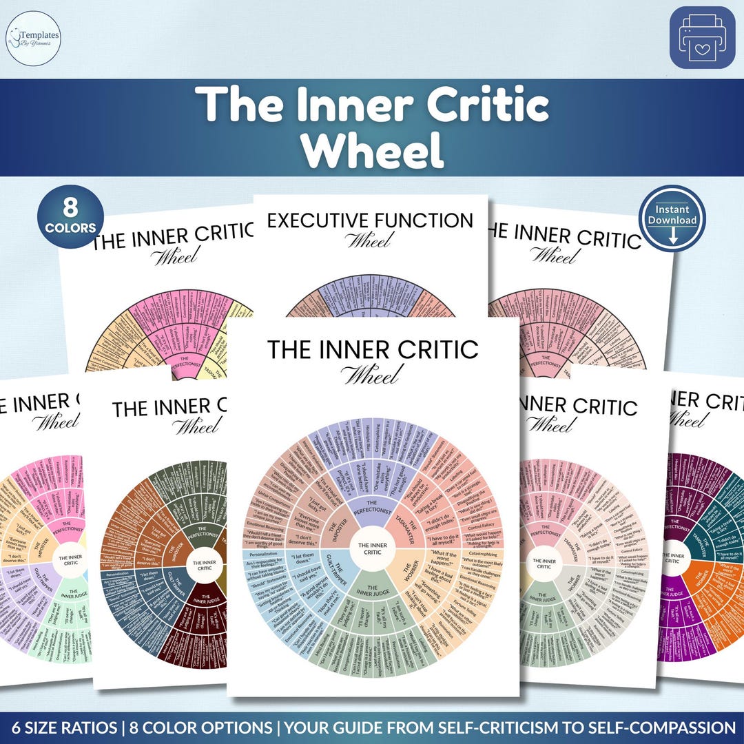 Inner Critic Wheel Print: A CBT Tool to Reframe Negative Self-talk for ...