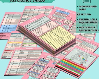 Complete Nursing Badge Cards Bundle | Emergency Nurse Reference Cards | Ekg, GCS, PEWS, Vitals, ACLS, Nrp, Lab Values, Nihhs, Ecg Leads