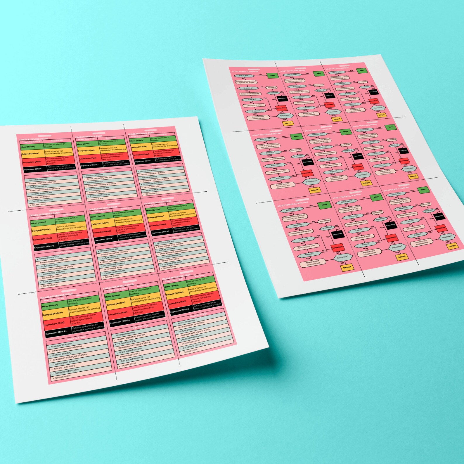 Triage Reference Card Triage START Algorithm & Red Flags Medical Pocket Guide Nursing Student