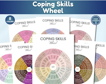Coping Skills Wheel Print: A Feelings Chart for Emotional Regulation & Mental Health DIGITAL DOWNLOAD