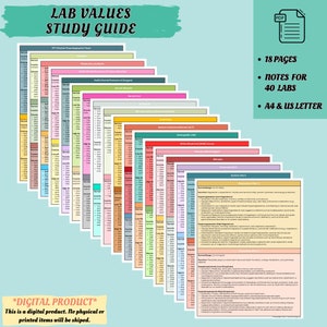 Comprehensive Lab Values Study Guide for Nursing Students Clinical Labs Reference Medical Education Aid Biochemistry Notes Nursing School