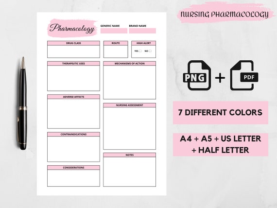 Printable Nursing Student Pharmacology Pharmacology Notes - Etsy