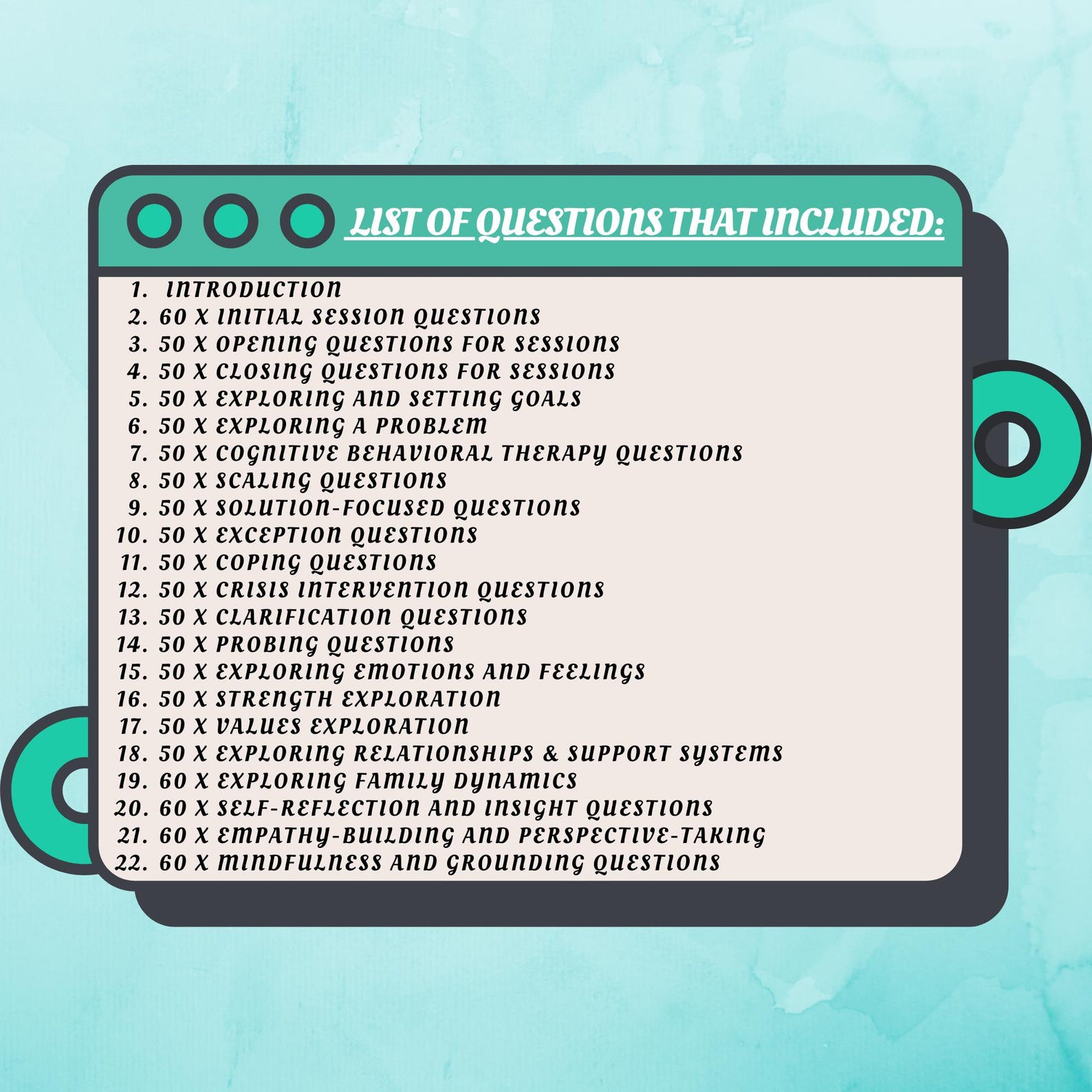 Therapy Session Questions Guidebook | CBT and Somatic Interventions ...