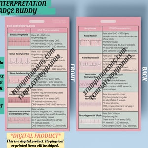 EKG & Dysrhythmie Interpretation Kurzanleitungskarte | EKG Anleitung | Herzrhythmen | Medizinischer Cardiac Studenten Spickzettel | EKG Anstecker Buddy
