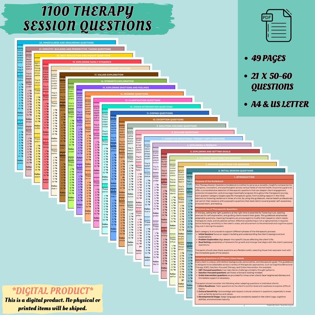 Therapy Session Questions Guidebook | CBT and Somatic Interventions ...