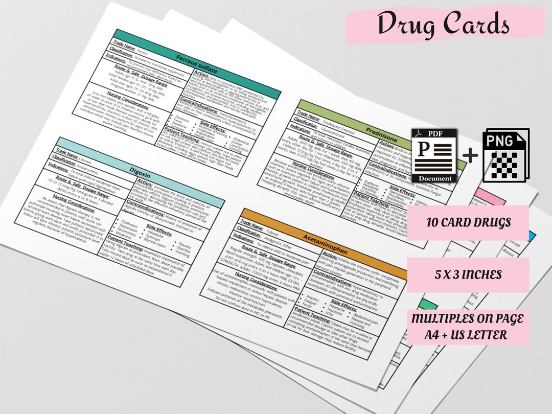 Nursing Pharmacology Drug Cards Printable Nursing Student Pharmacology Pharmacology Notes ...