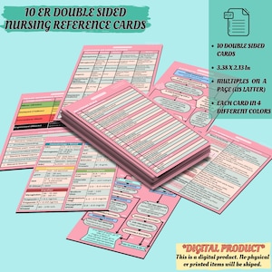 Set di badge per infermieri di emergenza: farmaci per il pronto soccorso, valori di laboratorio e guide al supporto vitale cardiaco (PDF)