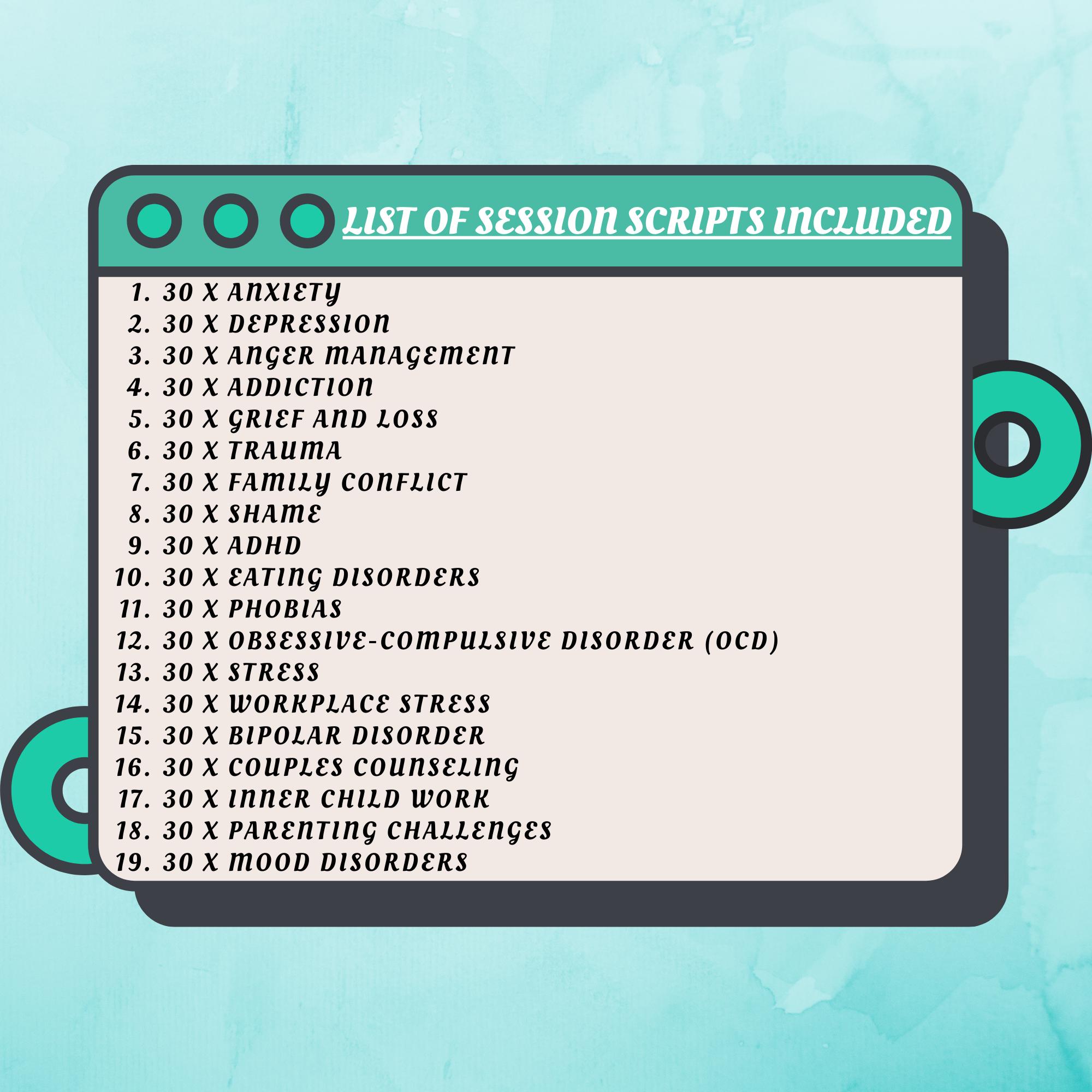 570 Therapy Session Scripts Guidebook: Mental Health Scenarios & Notes ...