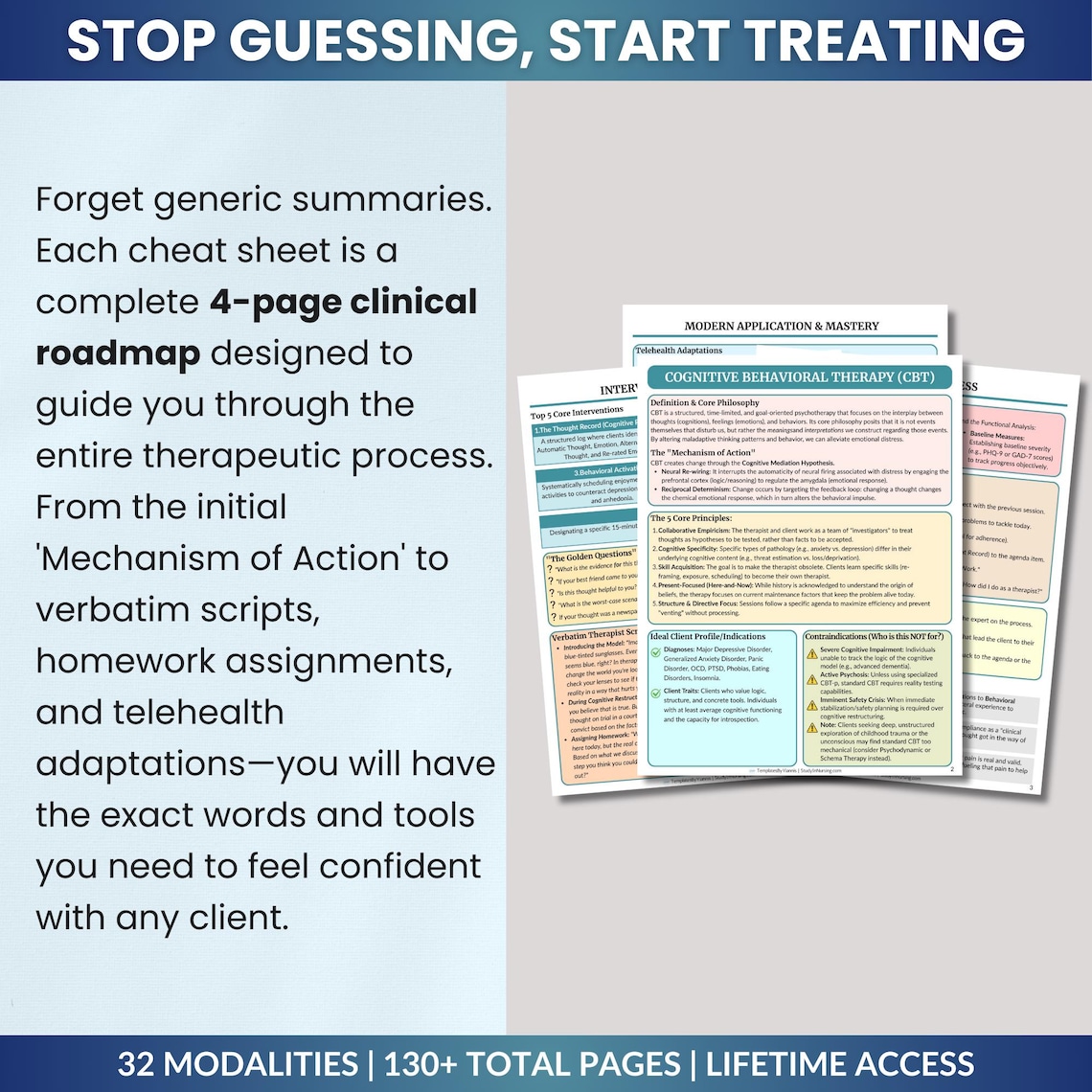 32 Clinical Therapy Cheat Sheets Bundle: Psychotherapy Interventions ...