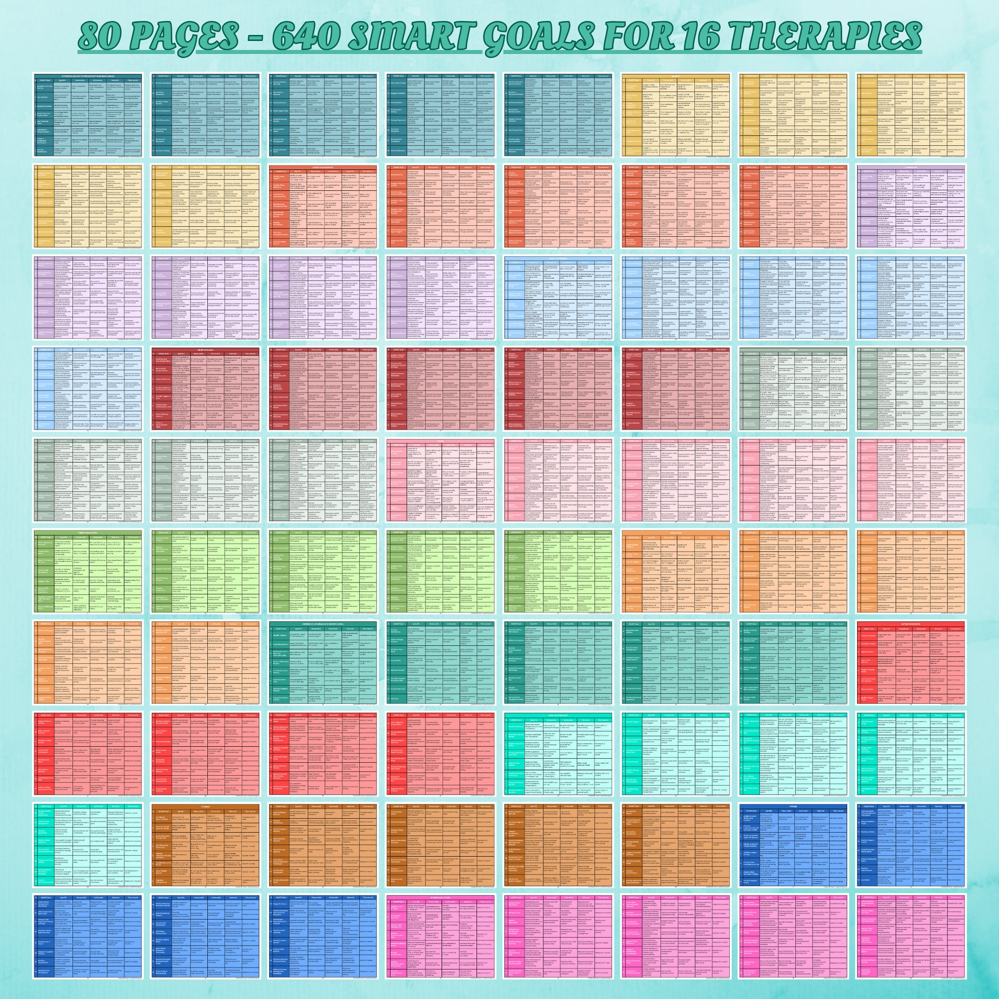 Therapy SMART Goals and Interventions Cheat Sheet | Clinical Planner ...