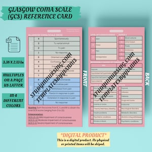 Glasgow Coma Scale (GCS) Referenzkarte | Veränderte Mentale Befindlichkeit | Herzstillstand verursacht | Notaufnahme Krankenschwester-Abzeichen | Sepsis 6