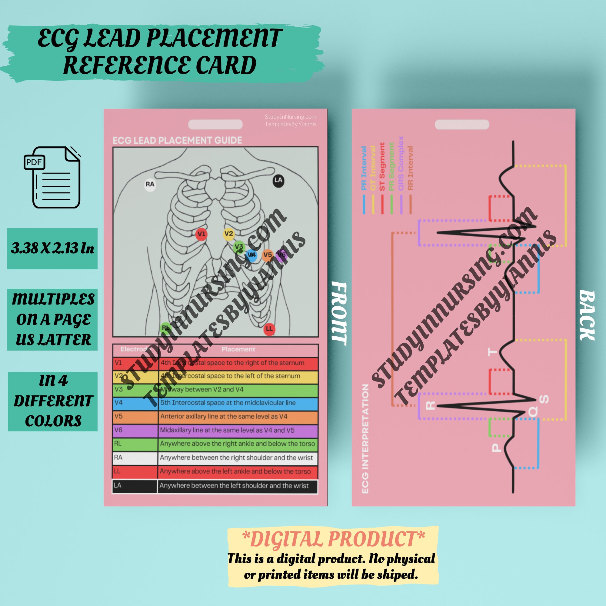 EKG Ruler Vertical Badge Card Tool ECG and Electrocardiogram Ruler