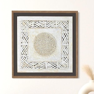 Handmade Mexican Amate Paper Wall Art – Medium 15.75x15.75 &quot;Circle Weave&quot; (Unframed)
