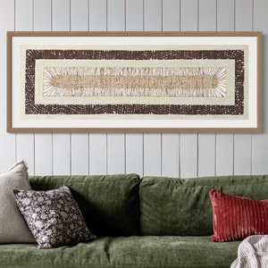 Amate mexicain XL fait main, art mural en papier, tissage tressé beige