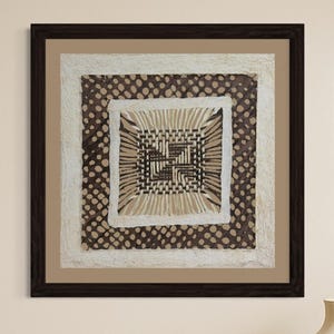 Handmade Mexican Amate Paper Wall Art – Medium 11.5×11.5 &quot;Earth & Ivory” (Unframed)