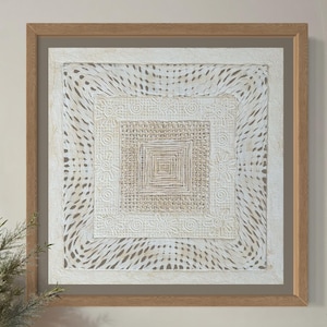 Handmade Mexican Amate Paper Wall Art – Medium 15.75x15.75 &quot;Squares Weave” (Unframed)