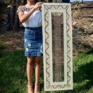 Amate mexicain XL fait main, art mural en papier, tissage de vagues