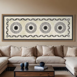 Handmade Mexican Amate Paper Wall Art - XXL &quot;Sunburst Run&quot; 23.5x70 (Unframed)