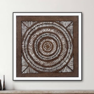 Handmade Mexican Amate Paper Wall Art – Large 23.5x23.5 &quot;Spiral Knots” (Unframed)