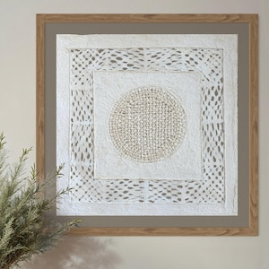 Handmade Mexican Amate Paper Wall Art – Medium 15.75x15.75 &quot;Circle Weave&quot; (Unframed)
