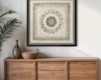 Handmade Mexican Amate Paper Wall Art – Large "Spiral Mandala" (Unframed)