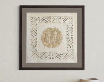 Handmade Mexican Amate Paper Wall Art – Medium 15.75x15.75 "Circle Weave" (Unframed)
