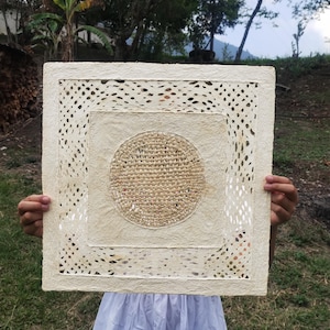 Handmade Mexican Amate Paper Wall Art – Medium "Circle Weave" (Unframed)