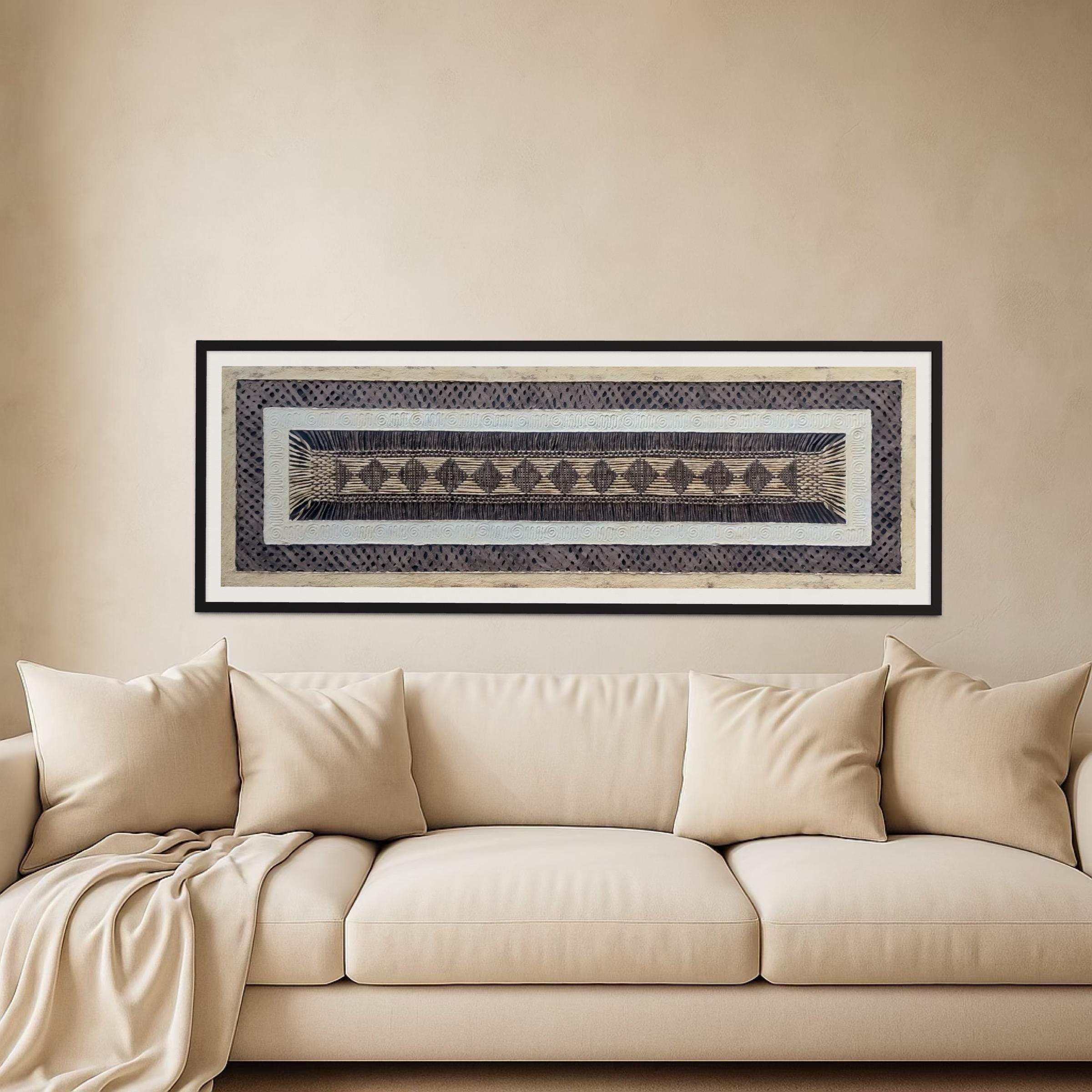 Handmade Mexican Amate Paper Wall Art – Extra Large 47x15.5 "Diamonds” (Unframed)