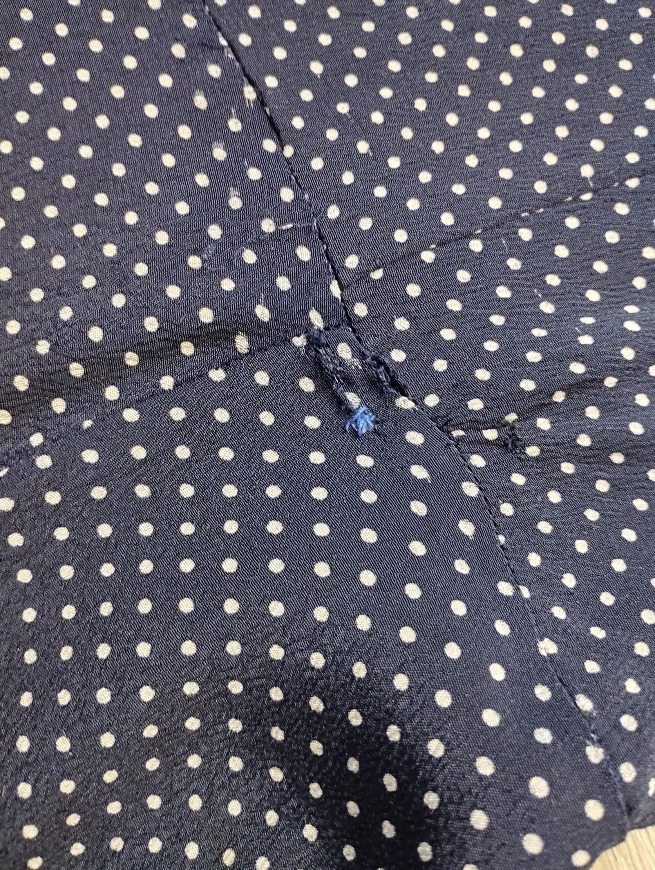 Very Pretty Navy Blue Dress With Polka Dots, True Vintage