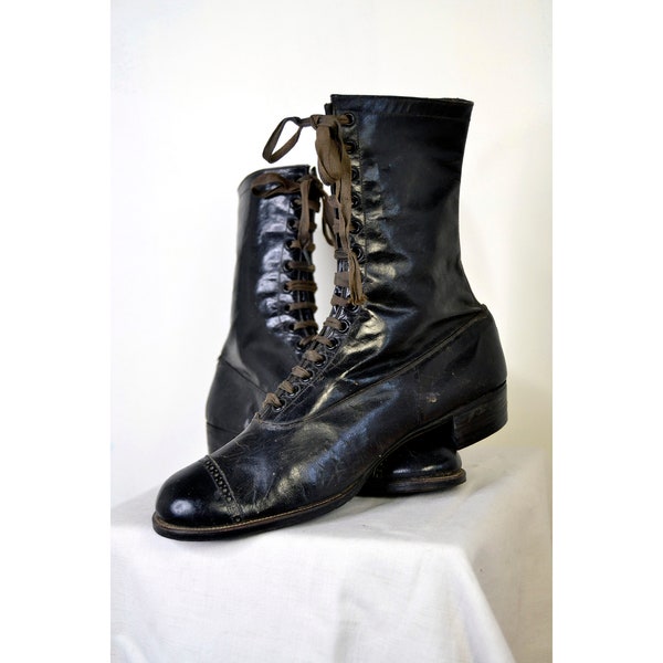 Sublime deadstock ankle boots Edwardian French Antique 1900 1910