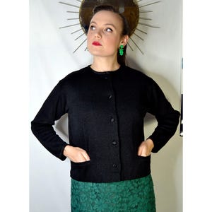 Gilet Vintage Années 80 - Taille 42 - Brillant Noir Brodé - Pièce Unique Fait Main - Occasion Très Bon état