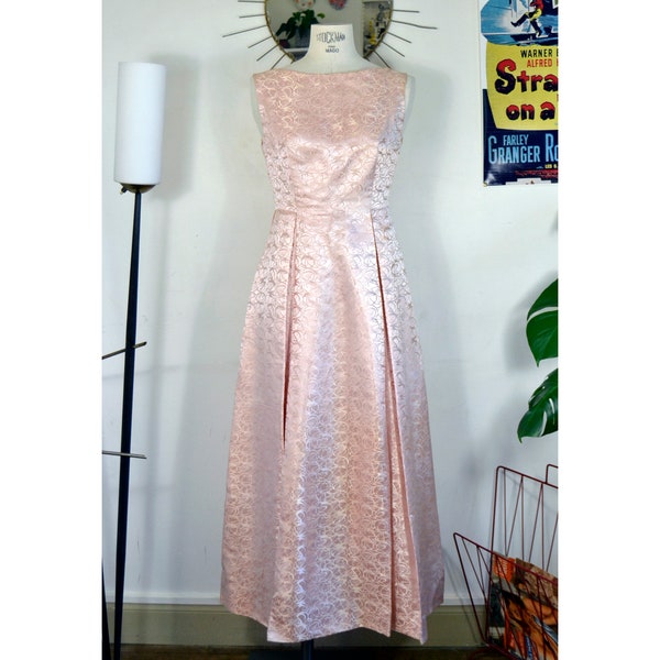 Robe de soirée soie satin rose vintage 60's 1960 Made in Japan