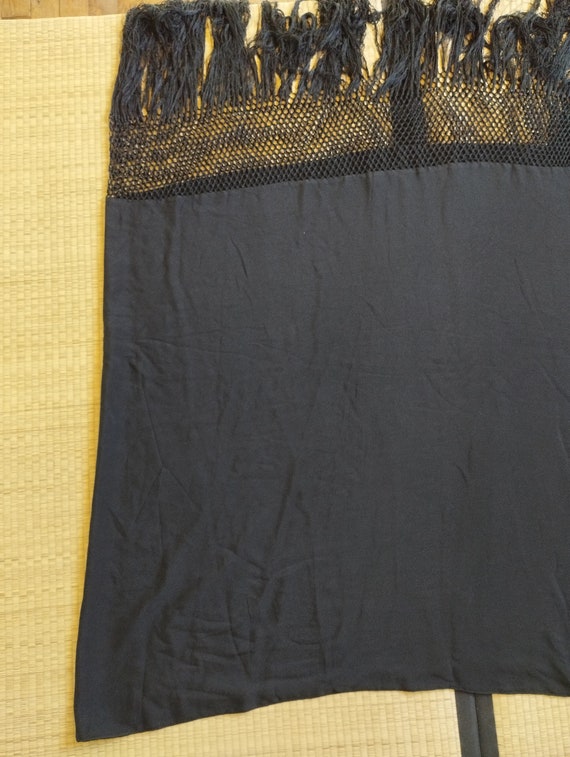 Large black piano shawl with antique fringes true… - image 7