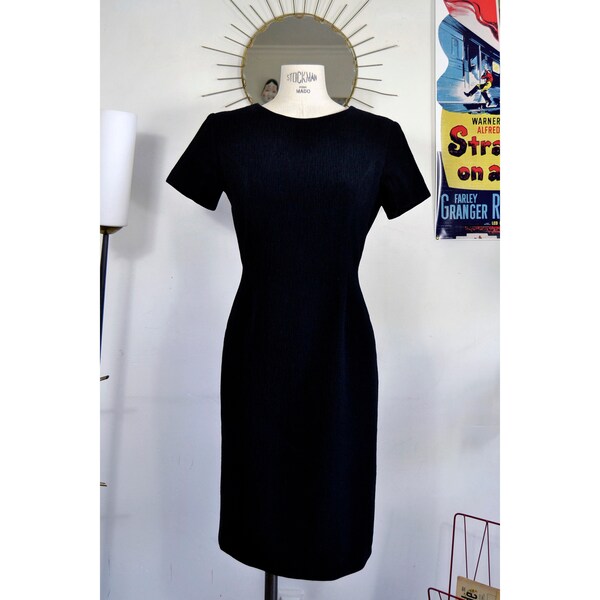 Robe fourreau velours laine noire true vintage années 50 1950