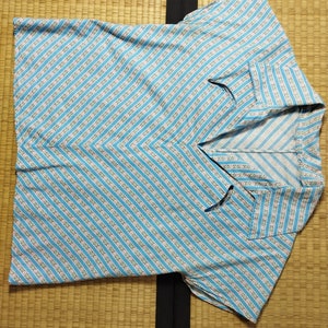 Top blouse cotton striped flowers shark collar true vintage 50s 1950 50's image 5