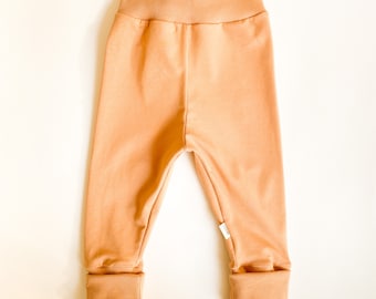 Kinderleggings beige / hellorange, bequeme Leggings, Babyleggings beige, Stoffwindel geeignet