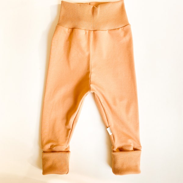 Kinderleggings beige / hellorange, bequeme Leggings, Babyleggings beige, Stoffwindel geeignet