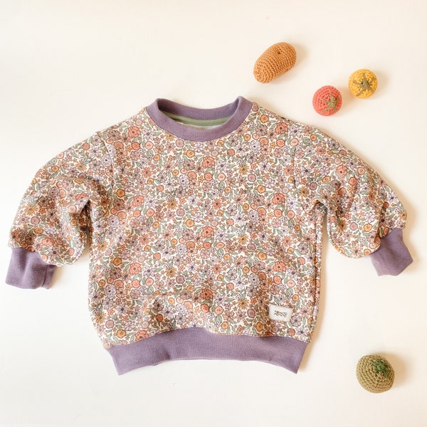 Blumenpullover Baby, Kinderpullover mit Blumenmuster, Kinder Sweatshirt mit Blumenmuster, Vintage Flower Pullover Mädchen, Pullover Frühling
