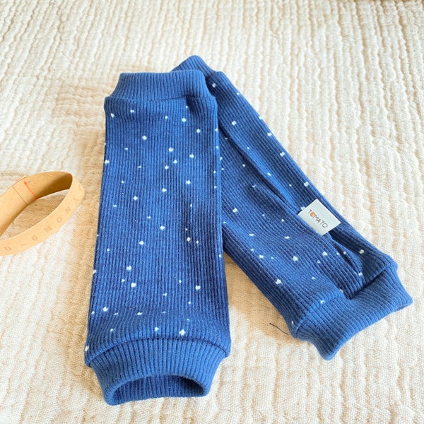 Stulpen für Babies und Kleinkinder bis 3 Jahre, aus hochwertigem Bio Jersey unisex, Farbe dunkelblau mit Punkten