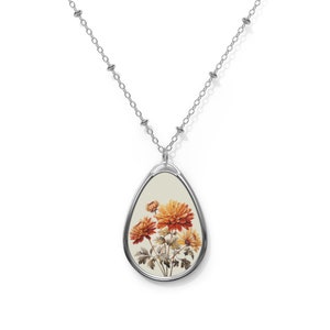 Vintage Chrysanthemum Necklace, November Birth flower necklace, Vintage November birth flower necklace, Chrysanthemum necklace