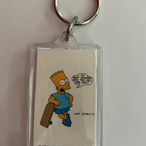 Vintage 1990s Bart Simpson Keychain – Double-Sided with Classic Catchphrase