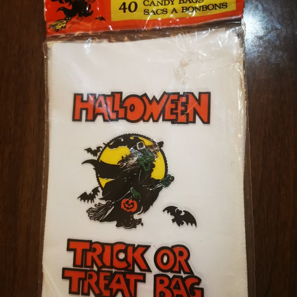 vintage Halloween Plastic Candy Treat Bags