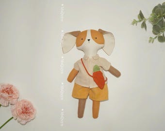 Baby shower gift, Bunny Doll, Linen Soft Fabric Doll, Heirloom Handmade Doll, Textile Doll, Rag Doll, Doll For Kids, Christmas gift