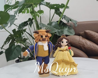 Beauty and the Beast inspired crochet doll, Belle princess doll crochet, Belle and the Beast amigurumi, Belle stuffed doll
