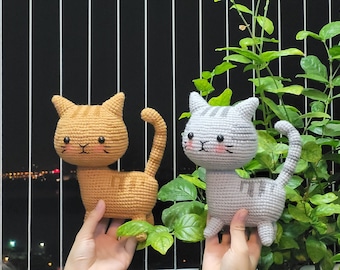 Cute Cat crochet, Calico cat crochet, Mini cat crochet, Gift for Christmas, Gift forr birthday, gift for friend, Striped cat crochet