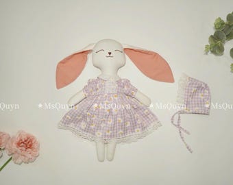 Baby shower gift, Christmas gift, Combo Bunny Doll And Removable Outfits, Handmade Bunny Doll, Clothes Doll, Fabric Doll, Doll For Girls