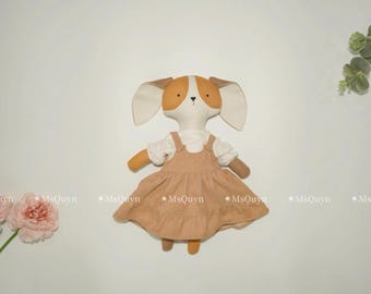 Handmade Linen Bunny Rag Doll: Heirloom Textile Toy